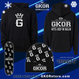 GKOR Brand: "Crowned G" Skateboard Deck (Blk/Wht)