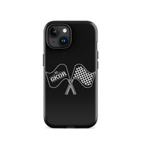 GKOR Motor Sport: "Retro Flags" Tough Case for iPhone® (Blk/Wht)