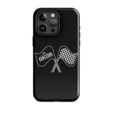 GKOR Motor Sport: "Retro Flags" Tough Case for iPhone® (Blk/Wht)