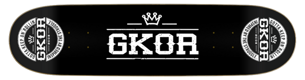 GKOR Brand: "Survivor Crest" Skateboard Deck (Blk/Wht)