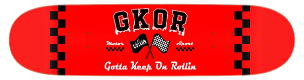 GKOR Brand: "Motor Sport" Skateboard Deck (Logo Series) RED