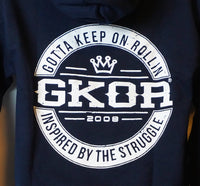 GKOR Brand: "Survivor Crest" Adult Pullover Hoodie (Navy/Wht)